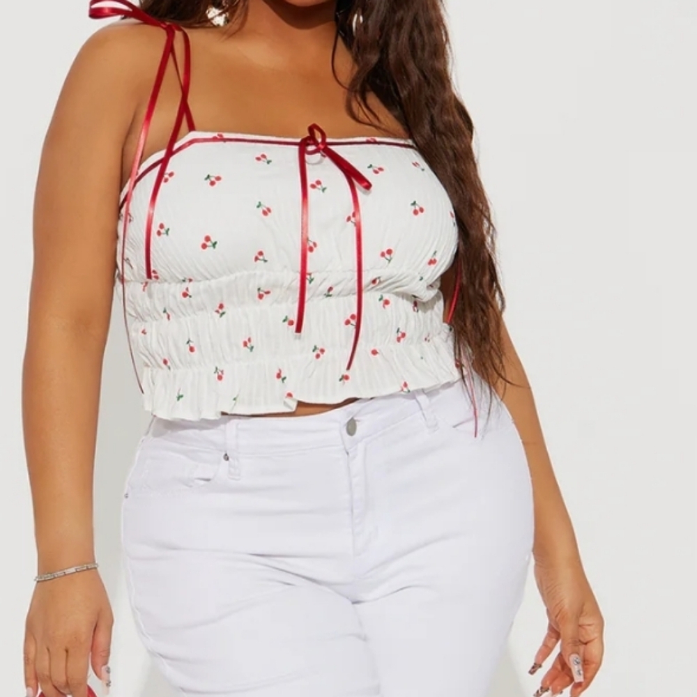 Cherry Print Cami Top 1X NEW - Picture 3 of 3